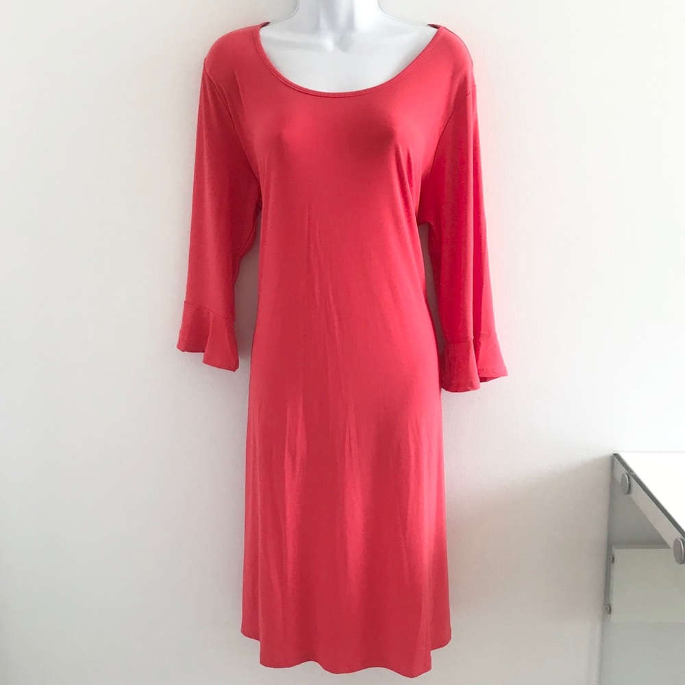 Coletta Grenadine 3/4 Bell Sleeve Slip Dress Plus Size